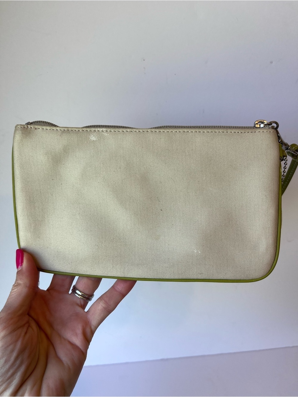 Vintage Coach Wristlet Y2K Tan Green Buckle - Picture 4 of 7